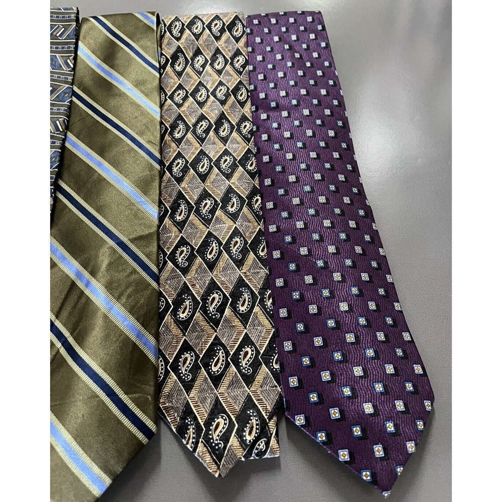 Lot of 5 Silk Men's Neck Ties Classic Business Dress Neckties Assorted Patterns - Picture 4 of 11